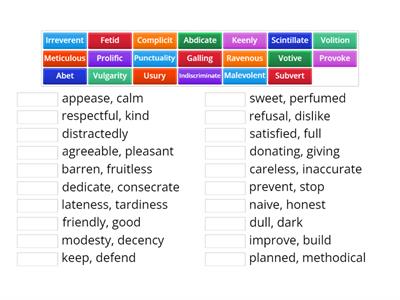 10th Grade Vocab #1- Antonyms
