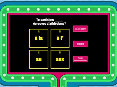 Unité 1- Grammaire : À la, à l' , au ou aux.