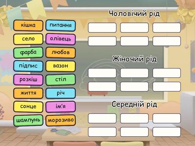 Тренування  Рід іменників 3 клас