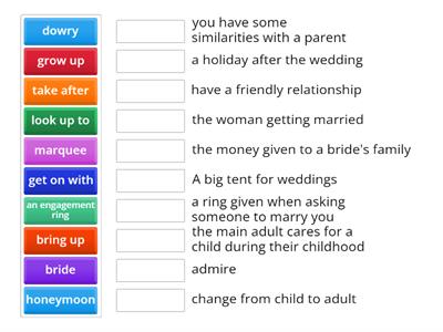 Phrasal Verbs and wedding vocab