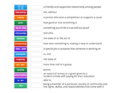 Suffixes (-ion, -ity, -ship)