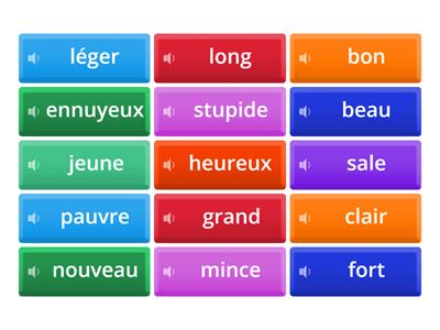 Adjectifs - contraires du A2