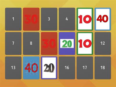  Numbers Memory game20 30 40