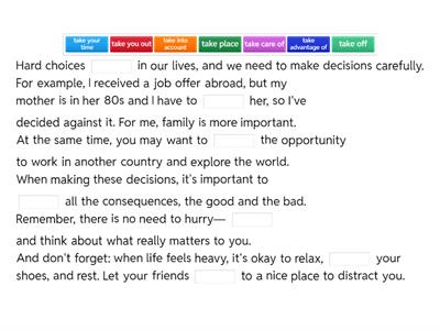 Verbs and expressions with "take"