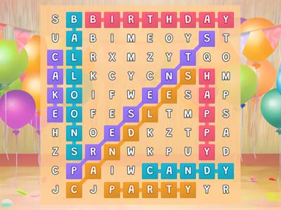 Birthday wordsearch 