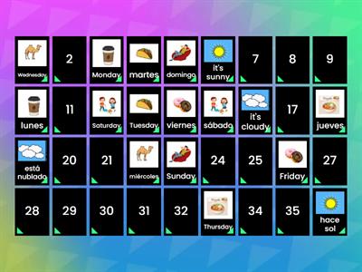 Seasons/Days of the Week/Weather Matching