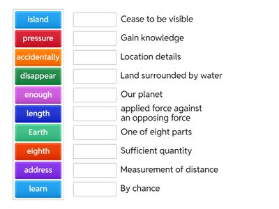 Year 4 Vocabulary List 1 Definition