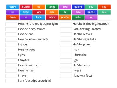 Present Tense Irregulars (Spanish)