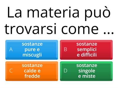 Quiz Sostanze pure e miscugli