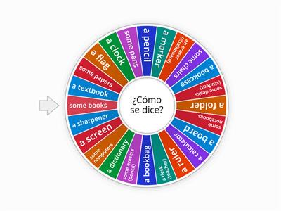 Wordwall Wheel: School Supplies & Classroom Objects