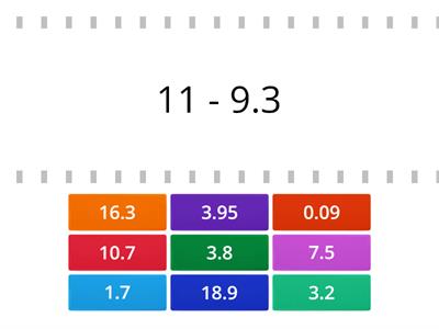 Subtracting decimals from whole numbers