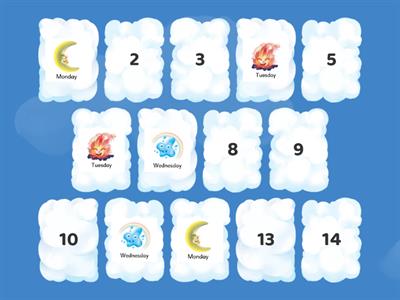 ENGLISH DAYS OF THE WEEK MATCHING GAME