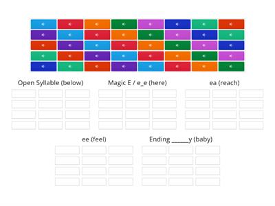 Long E sounds Vocabulary Bands I and II