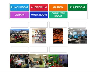 MY SCHOOL AND PLACES-  ACTIVITY 1. Arrastra la imagen con su correcto nombre en inglés. 