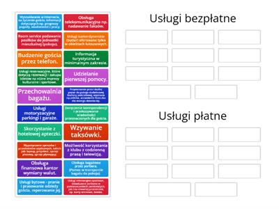 Usługi dodatkowe płatne i bezpłatne