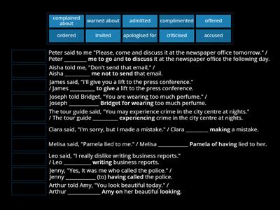 Life Upper intermediate Reporting verbs