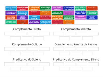 Funções Sintáticas: Predicativo do Sujeito, CD, CI, CO,CAP e Predicativo do complemento direto