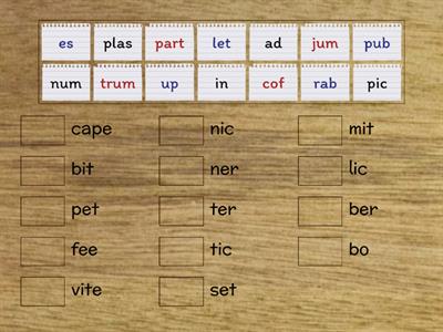  Syllable match up game  (VC/CV)