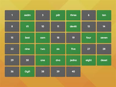 Numbers 1-20 Pexeso