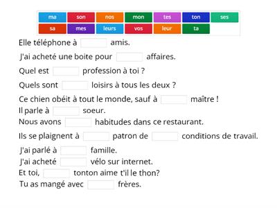 Adjectifs possessifs 