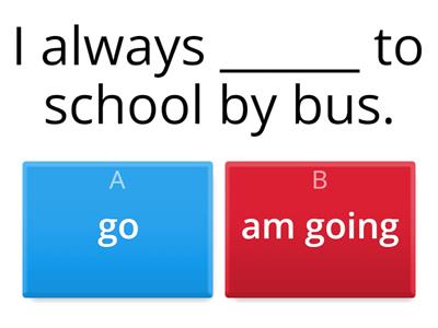 Present Simple vs Present Continuous (a/b)