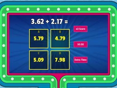 Adding and subtracting decimal numbers.