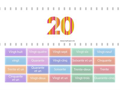 LES NOMBRES DE 20 à 60