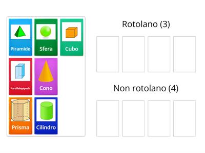 Metti i solidi che rotolano e i solidi che non rotolano nel gruppo giusto