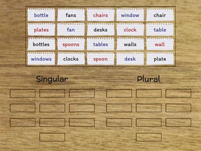 Gr 1- Sort out Singular and Plural words 