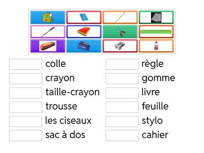Oggetti scolastici in francese