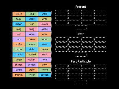 Common Irregular Verbs - P3 tenses 1