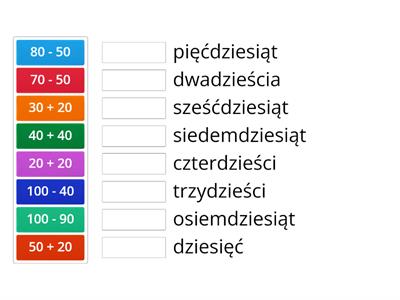 Liczby po polsku- pełne dziesiątki