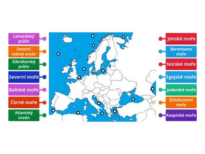 Vodstvo Evropy - moře, oceány, průlivy, 5.třída