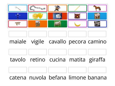 collega le immagini alle parole  (trisillabe)