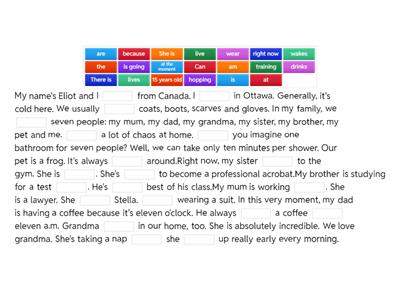 Read and complete: present simple and present continuous - FCE