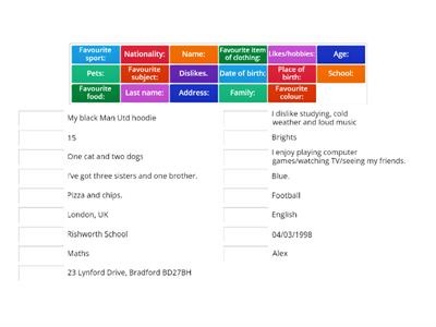 PERSONAL PROFILE MATCH UP