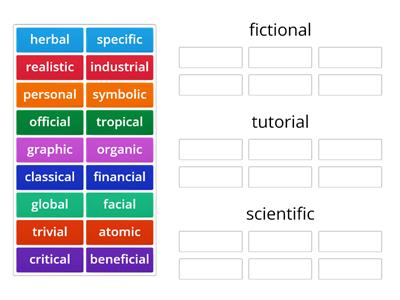 Suffixes: -al, -ial, -ic