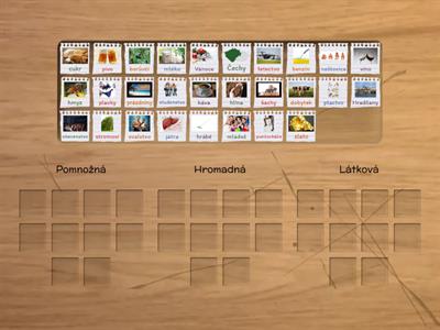 Podstatná jména: pomnožná, hromadná, látková