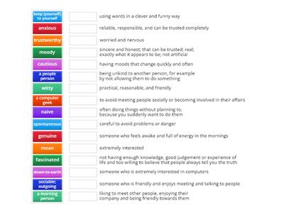 Unit 1.1 Personality adjectives UI