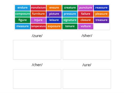 ture/sure/ure pronounciation sort