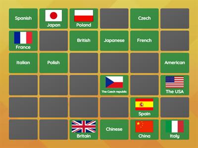 Countries and Nationalities - Pairs Game