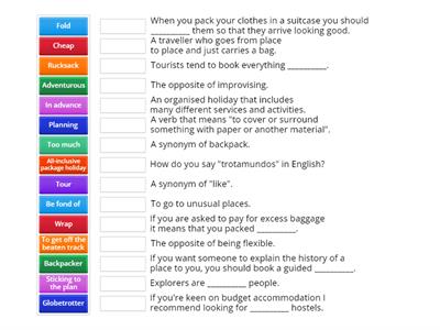 Travelling vocabulary