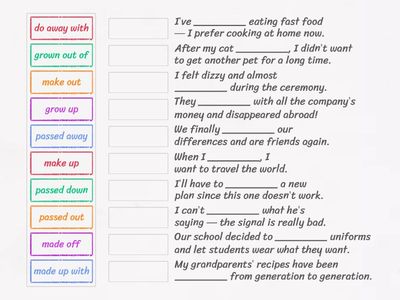 Phrasal Verbs Matching - Use of English B2 p. 50