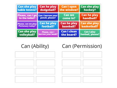 Can - Ability/Permission Question sort