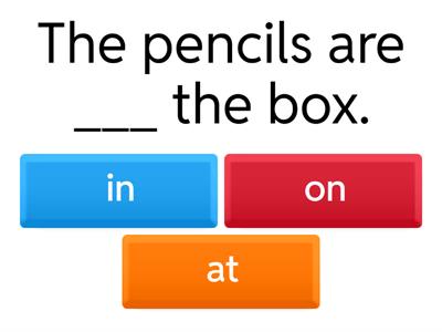 Prepositions  "in" "on" & "at"