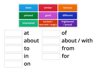 Form 5, Solutions E, Unit 1, Adjectives + prepositions