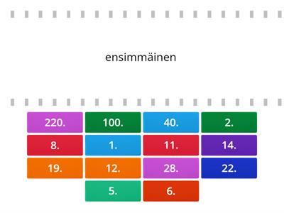 Järjestysluvut: yhdistä numerot ja sanat!