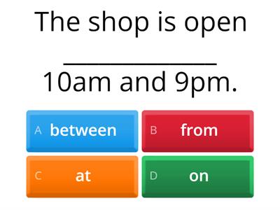 Revision of Prepositions of Time