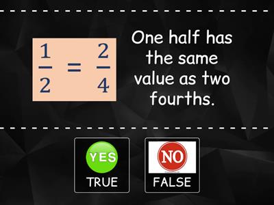 Equivalent Fractions TRUE or FALSE