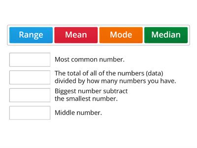 mean, median, mode and range match up